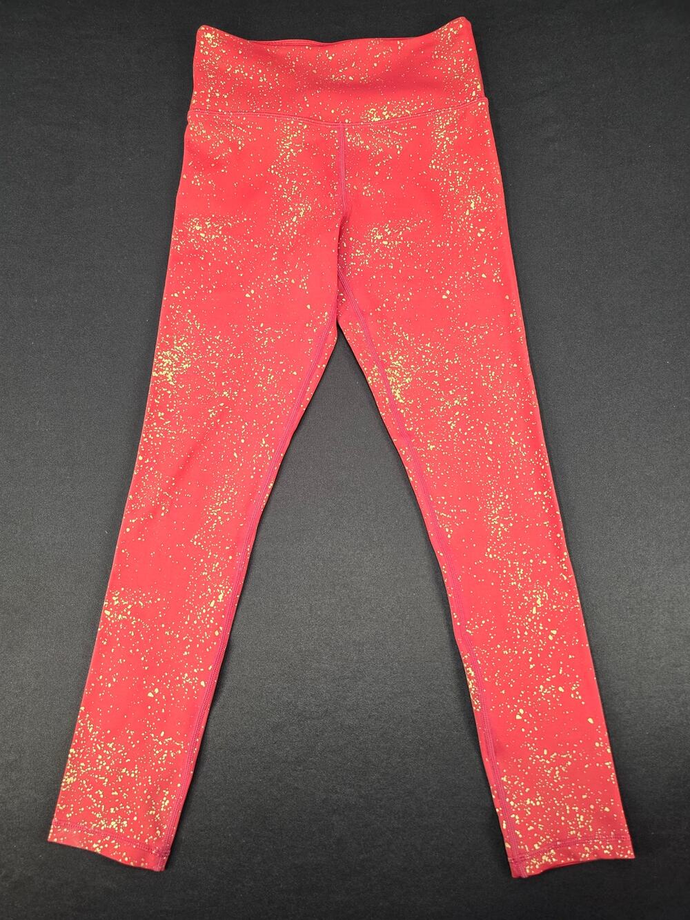 ZYIA Active Womens Size 4 Red‎ Gold Splatter High Rise Athletic Leggings Yoga